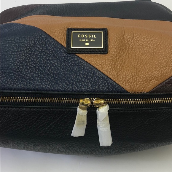 Fossil Brown Patchwork Satchel New shoulder Bag - Picture 4 of 8